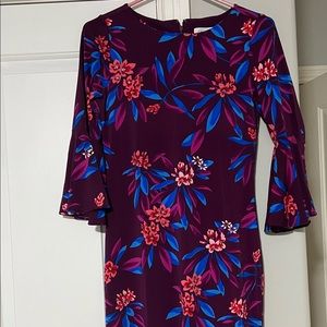 Calvin Klein Floral Shift Dress with Bell Sleeves